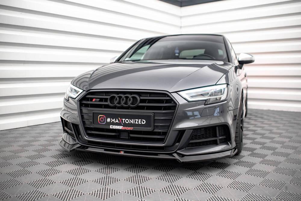 Front Lippe / Front Splitter / Frontansatz V.3 für Audi A3 S-Line 8V Facelift Sportback von Maxton Design