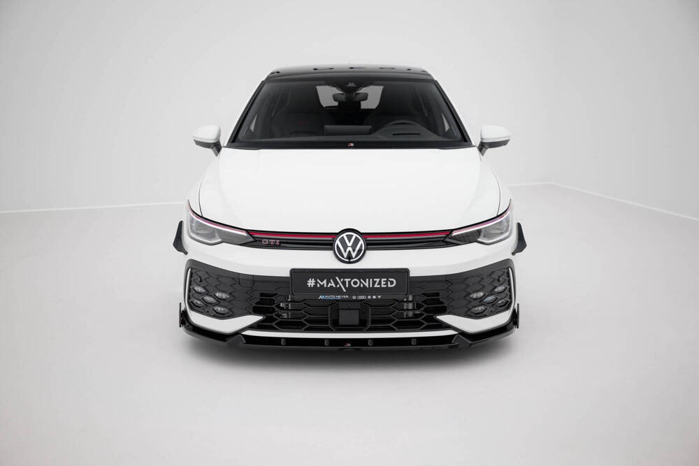 Front Lippe / Front Splitter / Frontansatz V.2 mit Flaps für VW Golf 8 GTI / GTE Facelift von Maxton Design